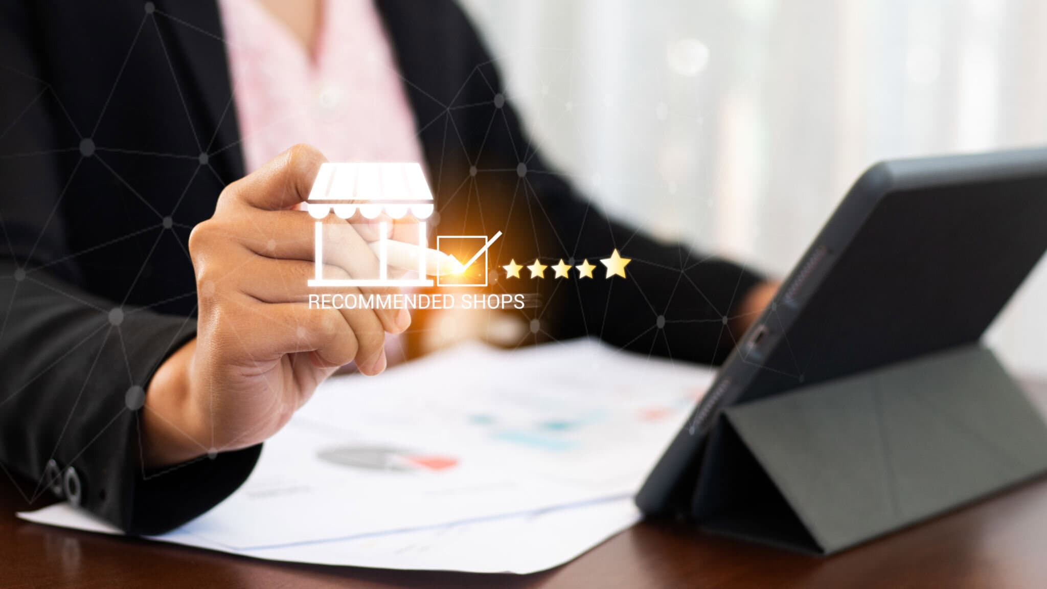 agente immobiliare controlla recensioni online e reputazione digitale su laptop